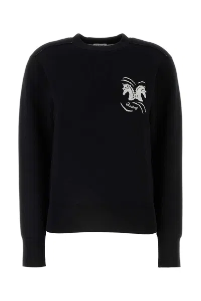 BURBERRY BLACK STRETCH WOOL BLEND SWEATER