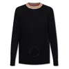 Burberry Tilda Saddle Stripe Cashmere-blend Sweater In Black