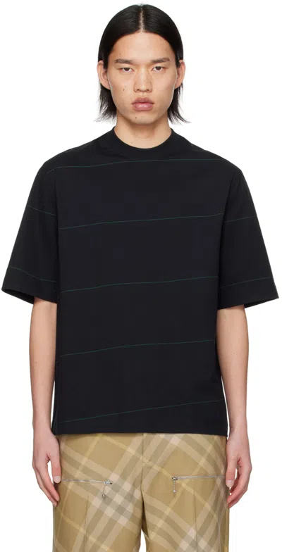 Burberry Striped Cotton T-shirt In Black