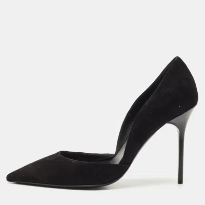 Pre-owned Burberry Black Suede Virna Pointed Toe D'orsay Pumps Size 38