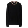 Burberry Crew Neck Knitwear With Distinctive Patterned Collar