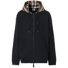 Burberry Samuel Sweatshirt With Check Hood In Black