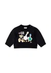 Burberry Black Sweatshirt For Baby Girl With Teddy Bear In Black