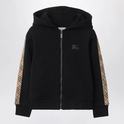 Burberry Black Sweatshirt With Check Motif Detail