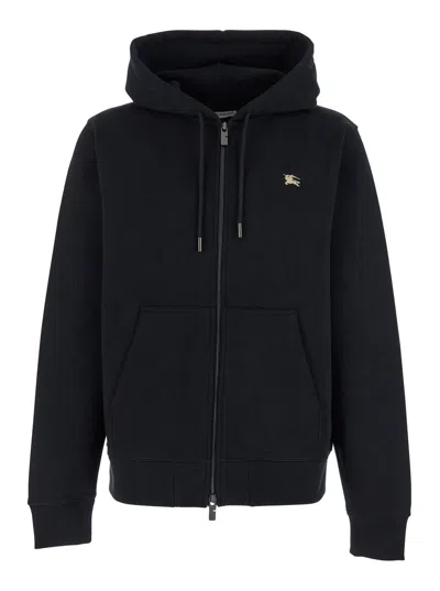 Burberry Black Sweatshirt With Ekd Embroidery On The Front And Logo Print On The Rear In Cotton Man