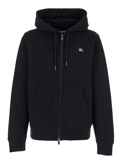 Burberry Black Sweatshirt With Ekd Embroidery On The Front And Logo Print On The Rear In Cotton Man