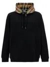 BURBERRY BLACK SWEATSHIRT WITH VINTAGE CHECK PRINTED HOOD IN COTTON MAN