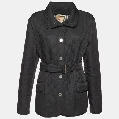 Pre-owned Burberry Black Synthetic Diamond Quilted Jacket L