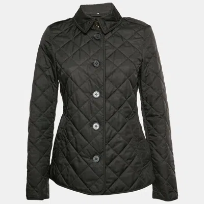Pre-owned Burberry Black Synthetic Diamond Quilted Jacket S