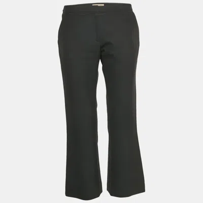 Pre-owned Burberry Black Synthetic Knit Wide Leg Capri Trousers S