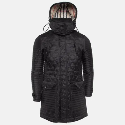 Pre-owned Burberry Black Synthetic Quilted Detachable Hood Jacket S