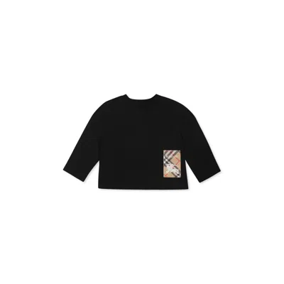 Burberry Black T-shirt For Baby Boy With Logo Patch