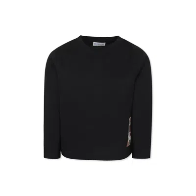 Burberry Black T-shirt For Kids With Logo Patch