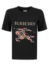 Burberry Black T-shirt With Check Motif In Black