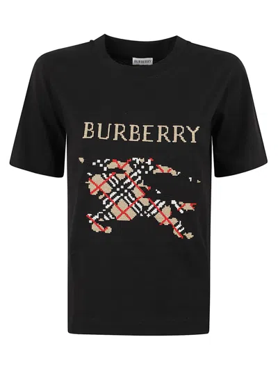 Burberry Black T-shirt With Check Motif