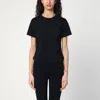 Burberry Crewneck T-shirt With Check Motif Detail In Black