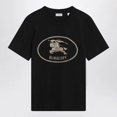 Burberry Black T-shirt With Equestrian Knight Design