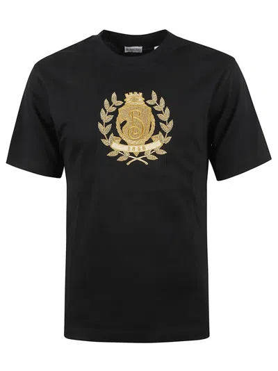 Burberry Black T-shirt With Gold Emblem
