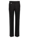 Burberry Suit Pants In Navy Blue Wool. Straight-leg Cut. Zippered Closure And Belt Clip. In Black