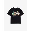Burberry Black Teddy-print Short-sleeve Cotton T-shirt 3-14 In Black