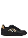 Burberry Indigo Blue Leather And Check Sneaker Terrace Men In Black