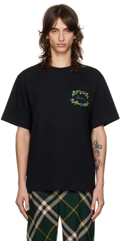 Burberry Black Thistle Logo T-shirt In Coal