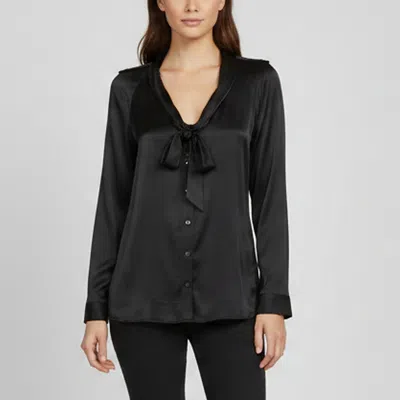 Pre-owned Burberry Black Tie Up Detail Satin Button Up Blouse S