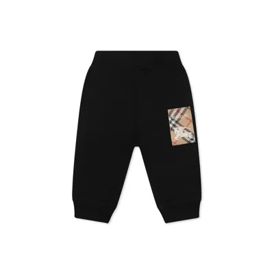 Burberry Black Trousers For Babykids With Vintage Check