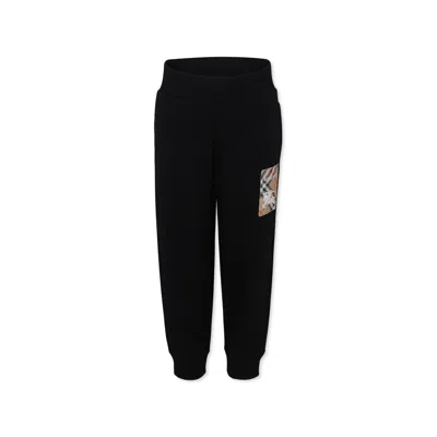 Burberry Black Trousers For Kids With Equestrian Knight