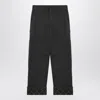 Burberry Black Pants With Logo Embroidery On The Side And Turn-up Checked Hem In Cotton Man