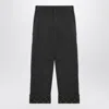Burberry Black Pants With Logo Embroidery On The Side And Turn-up Checked Hem In Cotton Man
