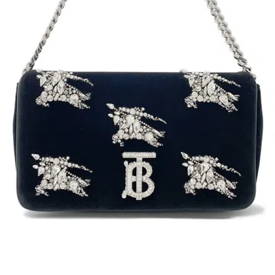 Pre-owned Burberry Black Velvet Rhinestone Shoulder Bag ()