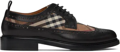 Burberry Black Vintage Check Derbys In Black/birch Brown
