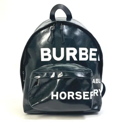 Pre-owned Burberry Black White Coated Canvas Backpack () In Multi