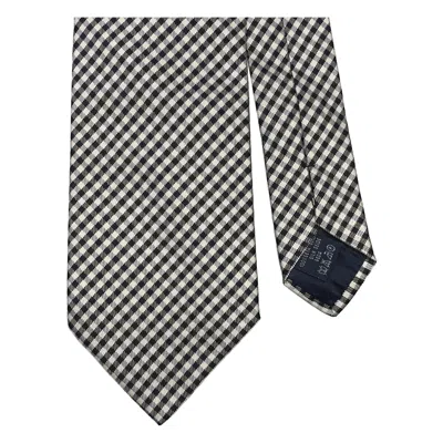 Pre-owned Burberry Black White Gingham Silk Tie