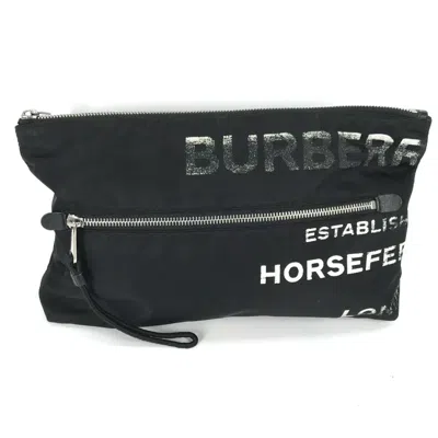 Pre-owned Burberry Black White Nylon Clutch Bag Pouch () In Multi