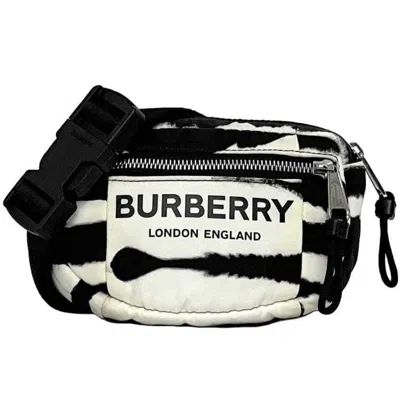 Pre-owned Burberry Black White Nylon Leather Pouch Shoulder Bag Sling Bag ()
