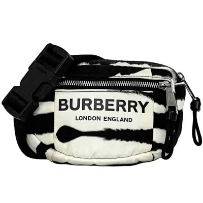 Pre-owned Burberry Black White Nylon Leather Shoulder Bag Sling Bag ()