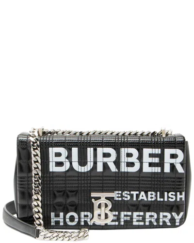 Pre-owned Burberry Black, White Quilted Leather Tb Shoulder Bag (authentic Pre-loved)
