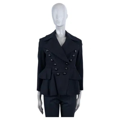 Pre-owned Burberry Black Wool Alvingham Double Breasted Peplum Jacket 4 Xs