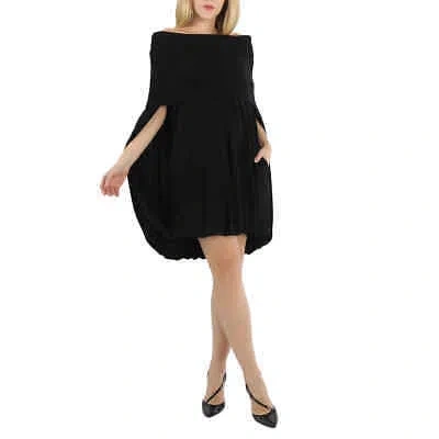 Pre-owned Burberry Black Wool And Crepe Off-the-shoulder Dress