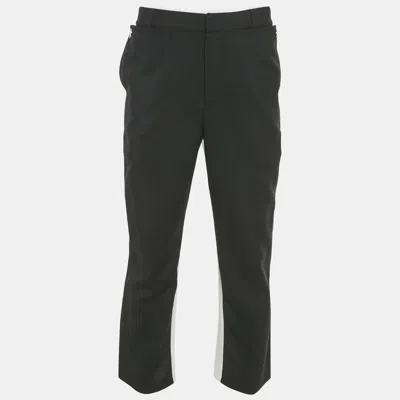 Pre-owned Burberry Black Wool & Logo Printed Knit Paneled Pants M In Multi