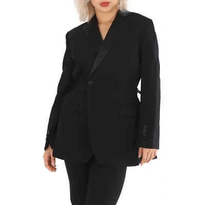 Pre-owned Burberry Black Wool And Taffeta Cut-out Back Tuxedo Jacket