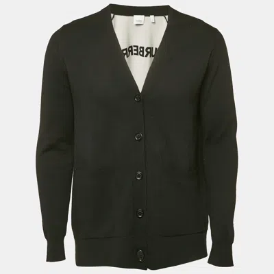 Pre-owned Burberry Black Wool Blend Buttoned Cardigan M