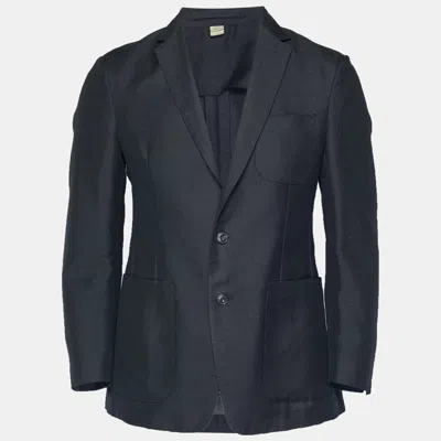 Pre-owned Burberry Black Wool Blend Regular Fit Blazer M