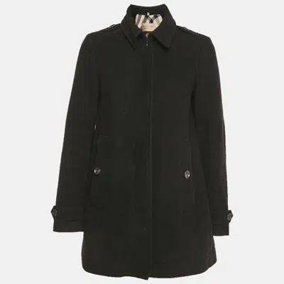 Pre-owned Burberry Black Wool Blend Short Coat S