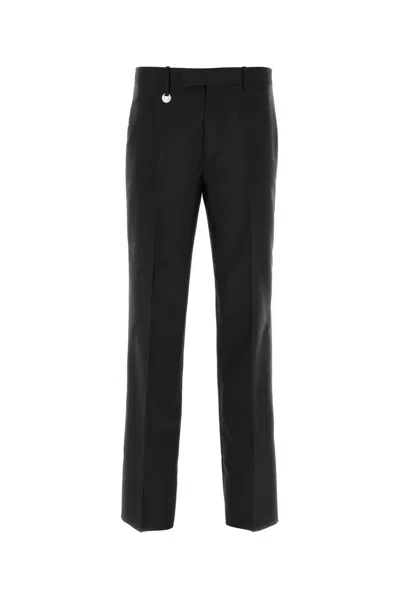 Burberry Black Wool Blend Wide-leg Pant In Blue