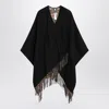 Burberry Black Wool Cape With Check Pattern Women
