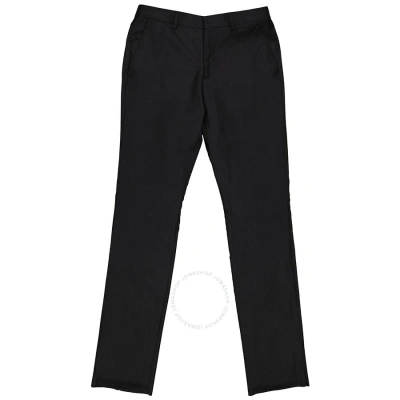 Burberry Black Wool Flannel Classic Fit Tailored Trousers In Black Pattern