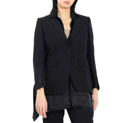 Pre-owned Burberry Black Wool Logo Panel Detail Tailored Jacket